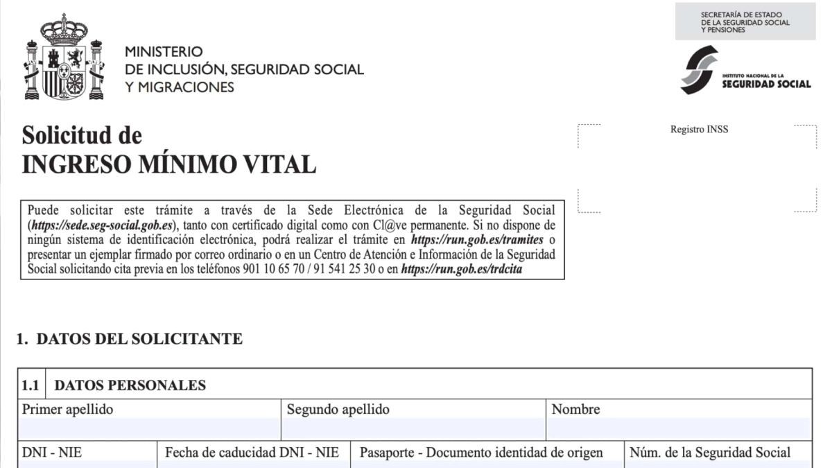 The new form to request the 1,449 euros per month for the minimum vital income