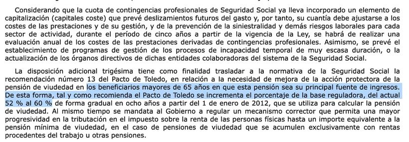 Thirtieth Additional Provision of Law 27/2011