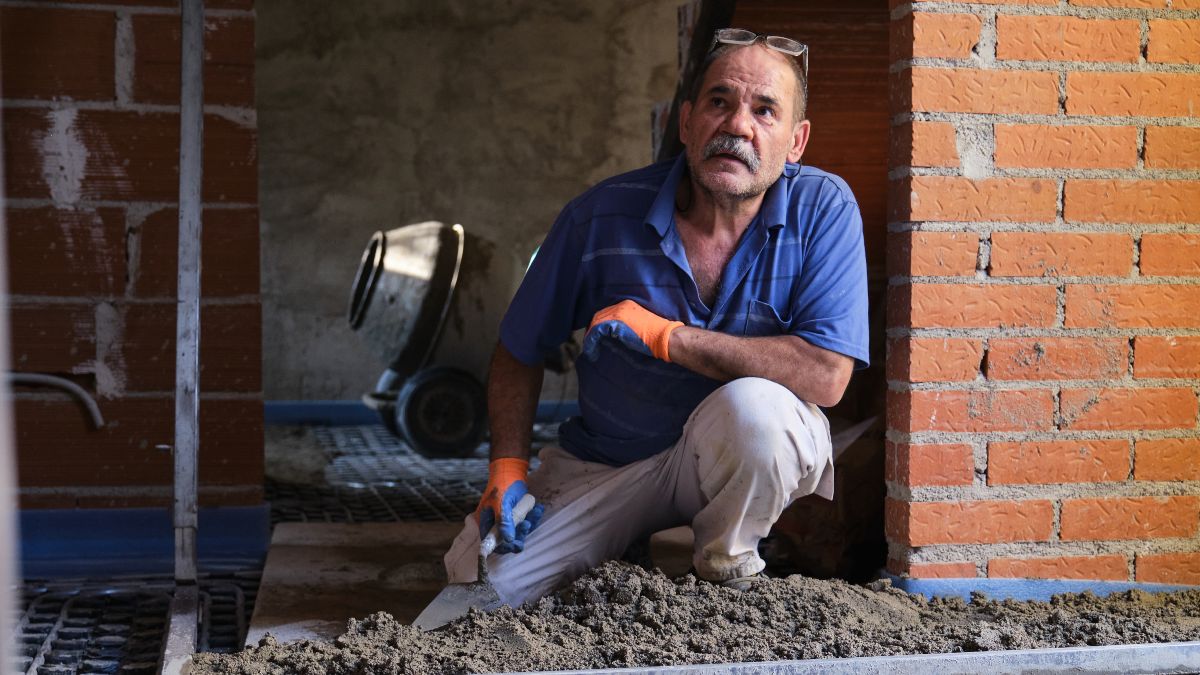 He started a mason at age 15 and still cannot retire despite having more than 50 quoted: "I have a shattered body"