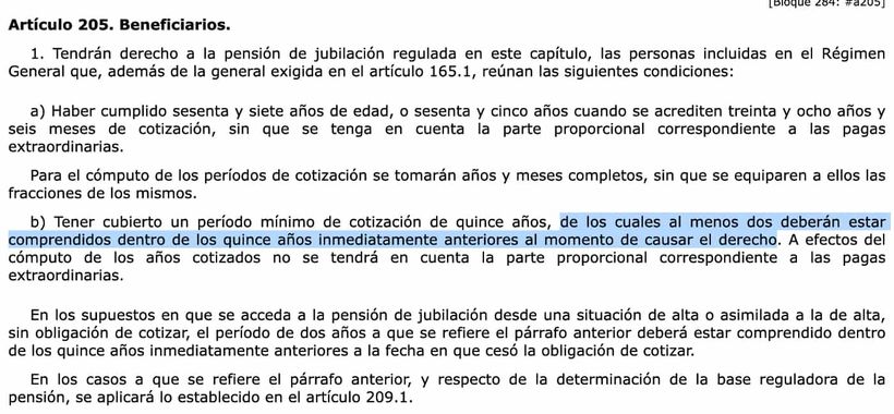 Article 205 of the General Social Security Law