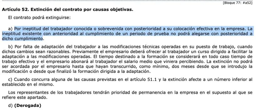 Objective for ineptitude surveyed in the Workers' Statute