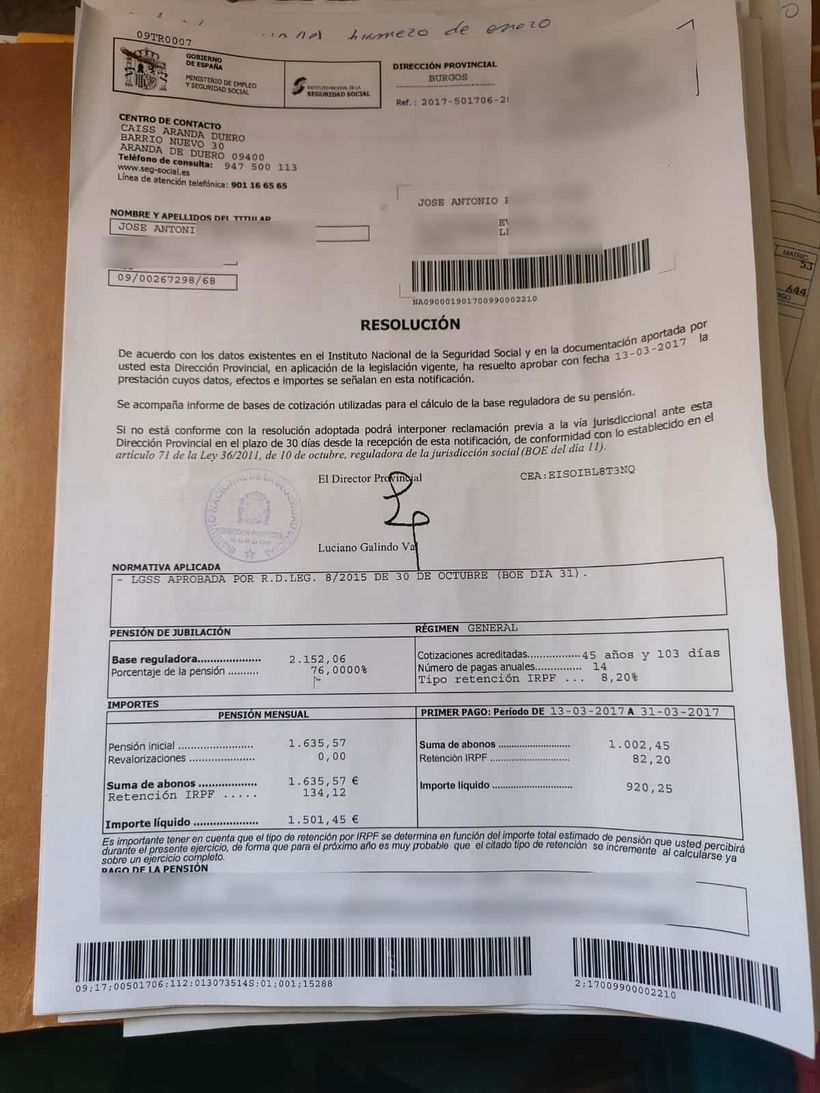 Resolution of the Social Security Retirement Pension