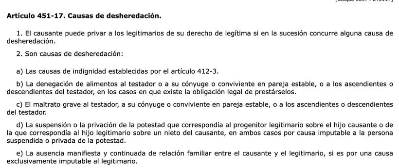 Article 451-17 Civil Code of Catalonia