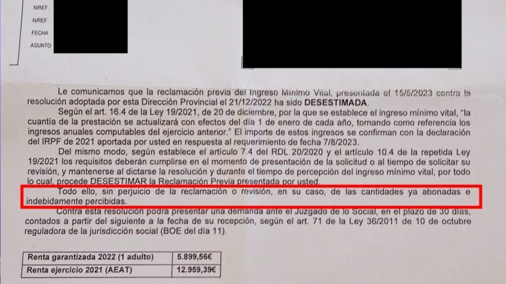 Social Security asks a woman to return 5,784.91 euros of Minimum Vital Income and justice forces it to be annulled, since it was an error by the INSS