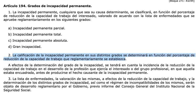 Article 194 of the General Law of Social Security