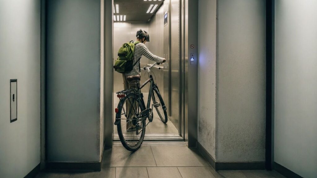 The Horizontal Property Law confirms it: the community of neighbors can prohibit bringing bicycles into the elevator