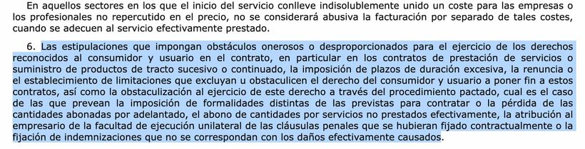 Article 87.6 of the General Law for the Defense of Consumers and Users