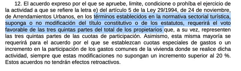 Screenshot of article 17.12 of the Horizontal Property Law - BOE.