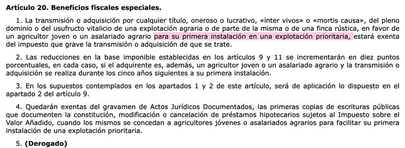 Article 20.1 of Law 19/1995 | BOE