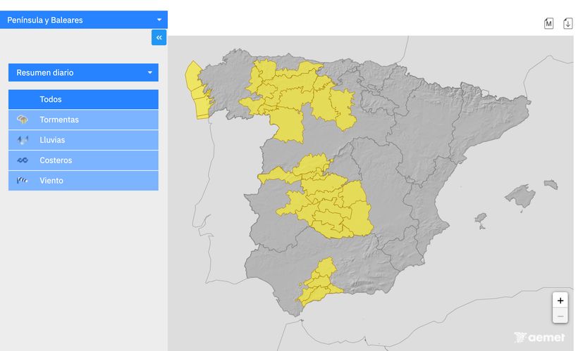 Screenshot of the AEMET forecast.