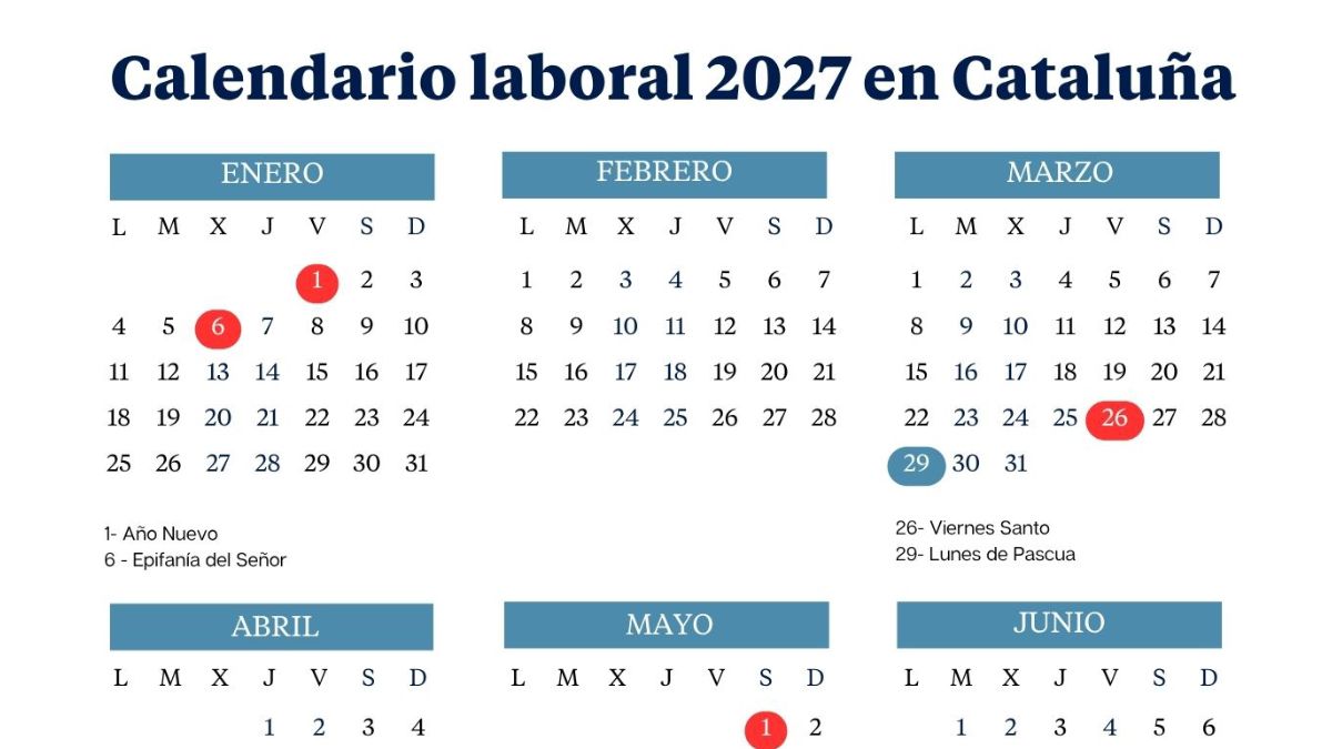 Catalonia work calendar 2027: long weekends and holidays