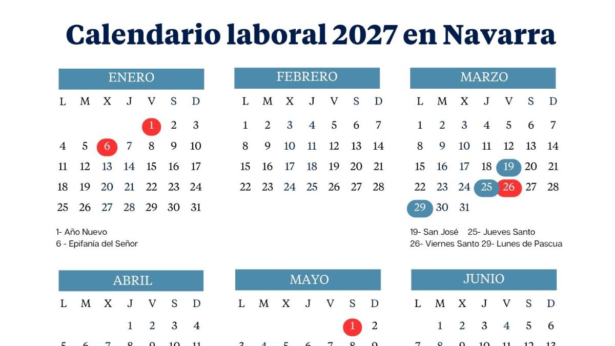 Navarra work calendar 2027: long weekends and holidays